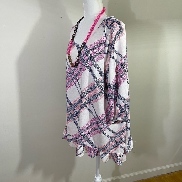 Motherhood Maternity sz XL top in Patel plaid casual loose fitting tunic length - Picture 7 of 10